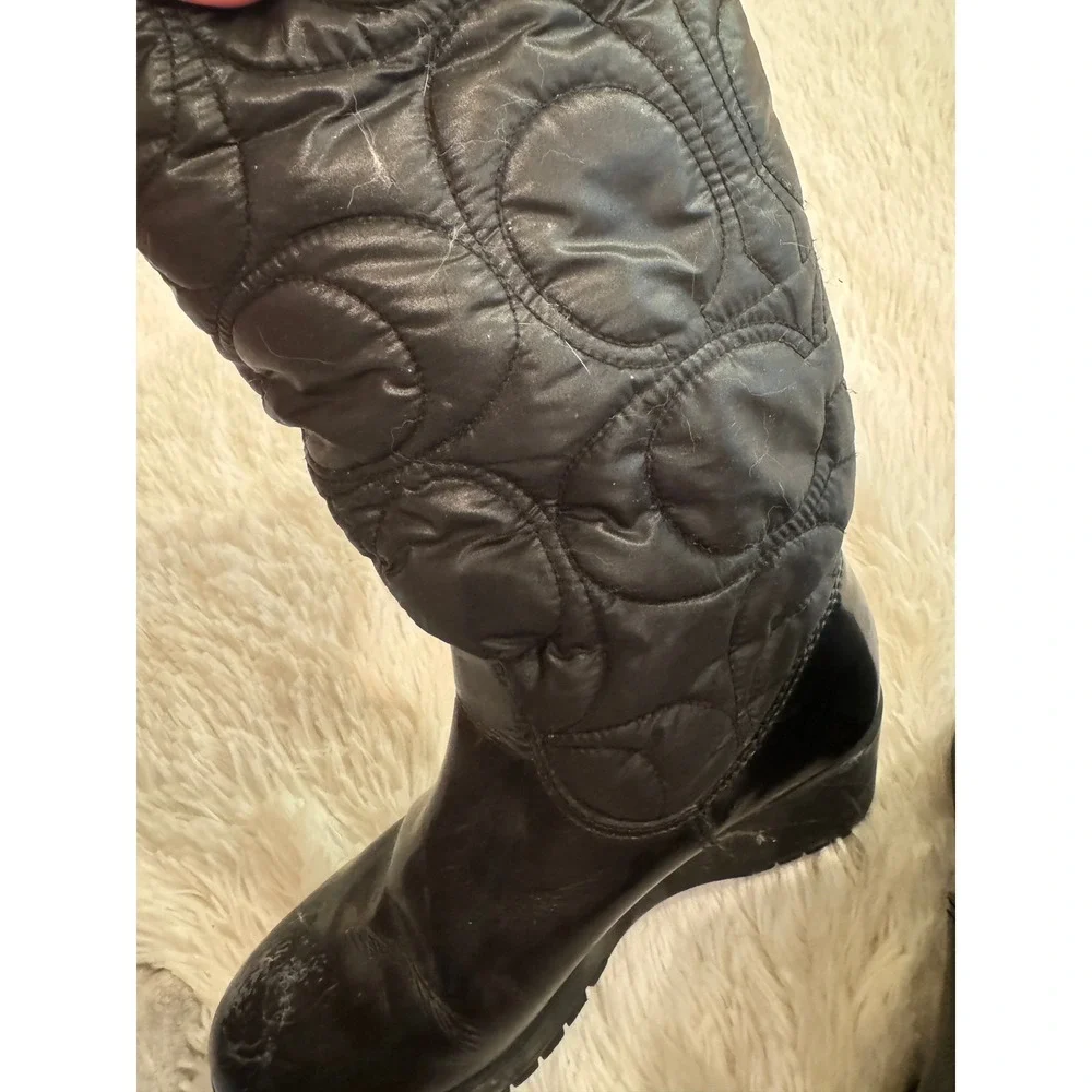 Coach Cantina Black Quilted Signature C Wedge Winter Boots Size 6B